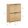 SoBuy FSR200-II-N Meuble à Chaussures 2 Abattants – 8 Paires, Pointure EU 47, Étagères Modulables, Anti-Basculement, 60×24×83 cm, Bois Clair