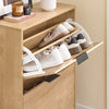 SoBuy FSR200-II-N Meuble à Chaussures 2 Abattants – 8 Paires, Pointure EU 47, Étagères Modulables, Anti-Basculement, 60×24×83 cm, Bois Clair