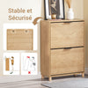 SoBuy FSR200-II-N Meuble à Chaussures 2 Abattants – 8 Paires, Pointure EU 47, Étagères Modulables, Anti-Basculement, 60×24×83 cm, Bois Clair