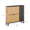 SoBuy FSR203-N Armoire à Chaussures avec 2 Abattants et Porte Latérale – L90×P24×H88 cm, 8 Paires, Charge 60 kg, Style Nordique, Naturel et Noir