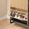 SoBuy FSR203-N Armoire à Chaussures avec 2 Abattants et Porte Latérale – L90×P24×H88 cm, 8 Paires, Charge 60 kg, Style Nordique, Naturel et Noir