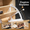 SoBuy FSR203-N Armoire à Chaussures avec 2 Abattants et Porte Latérale – L90×P24×H88 cm, 8 Paires, Charge 60 kg, Style Nordique, Naturel et Noir