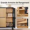 SoBuy FSR203-N Armoire à Chaussures avec 2 Abattants et Porte Latérale – L90×P24×H88 cm, 8 Paires, Charge 60 kg, Style Nordique, Naturel et Noir