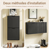 SoBuy FSR204-SCH Meuble à Chaussures Mural 19 cm avec 2 Portes Abattantes et 2 Étagères – Installation Horizontale ou Verticale, Noir, 50×19×100 cm