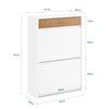 SoBuy FSR205-WN Meuble à Chaussures Gain de Place – Entrée Étroite – 61x26x91 cm Blanc et Naturel