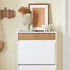 SoBuy FSR205-WN Meuble à Chaussures Gain de Place – Entrée Étroite – 61x26x91 cm Blanc et Naturel