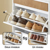 SoBuy FSR205-WN Meuble à Chaussures Gain de Place – Entrée Étroite – 61x26x91 cm Blanc et Naturel