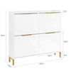 SoBuy FSR206-GW Armoire à Chaussures Ultra-Slim 19 cm pour 16-20 Paires, Finition Blanc Brillant et Or – Anti-Basculement, MDF E1, 100x19x90 cm
