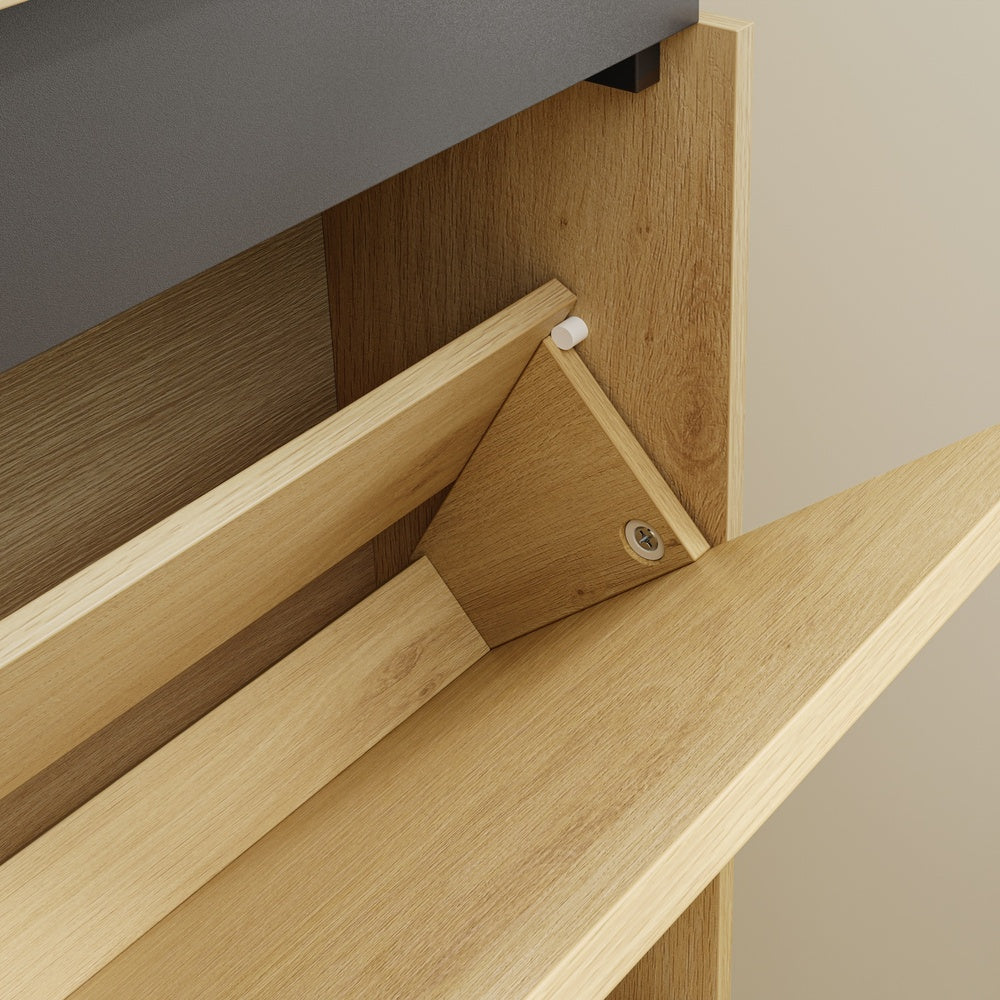 SoBuy FSR226-E-N Meuble à Chaussures 3 Abattants Chêne Clair – Armoire à Chaussures Étroite avec Séchage et Désodorisation, Meuble d'Entrée en Bois pour Couloir – 78×19×115,4 cm, Charge 25 kg