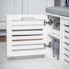 SoBuy FSR23-II-W Banc à Chaussures avec Coussin Rembourré, 2 Portes et 4 Compartiments Ouverts pour Entrée – 71x35x43 cm, Blanc
