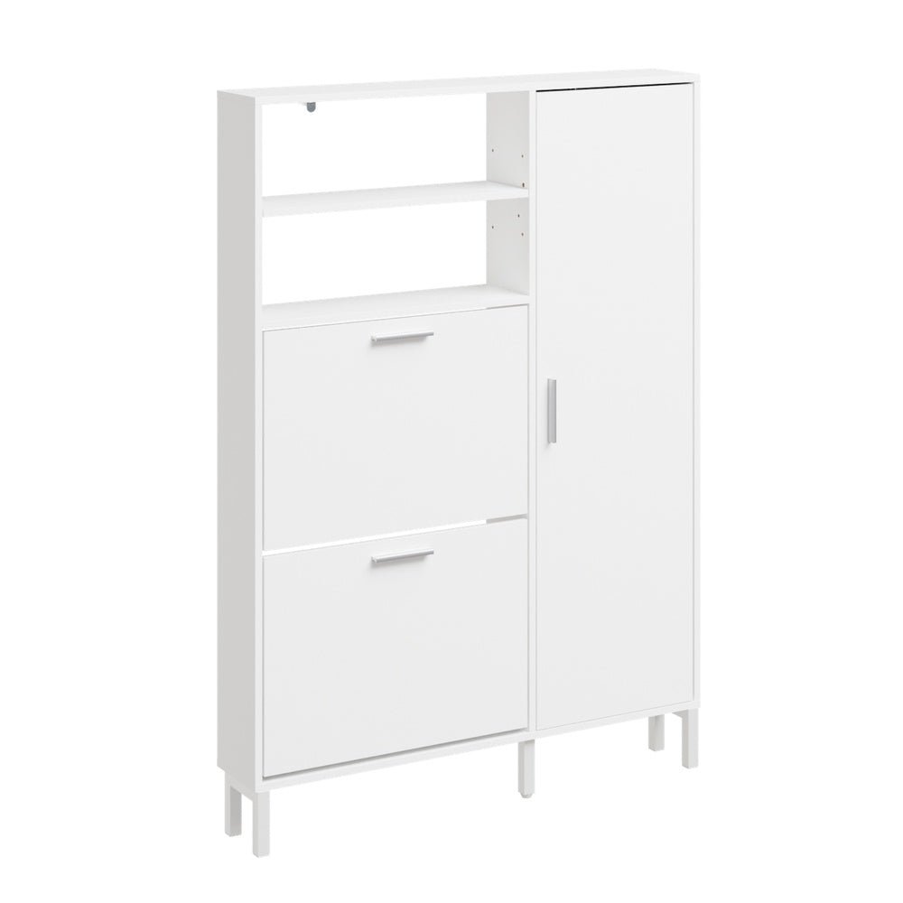 SoBuy FSR230-W Meuble à Chaussures Blanc – Armoire de Rangement Mince avec Abattants, Rangement Chaussures Moderne – 83×14×117,5 cm, Charge 39 kg
