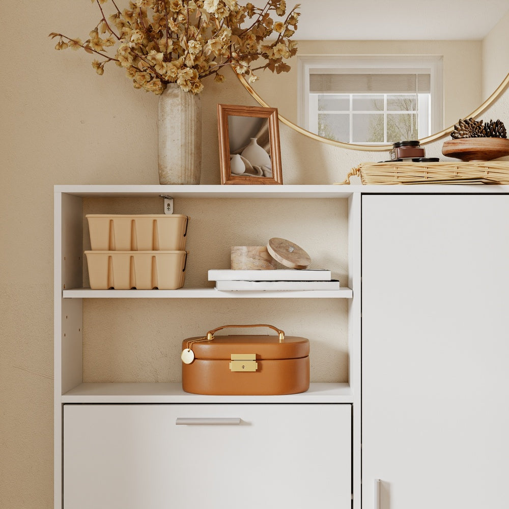 SoBuy FSR230-W Meuble à Chaussures Blanc – Armoire de Rangement Mince avec Abattants, Rangement Chaussures Moderne – 83×14×117,5 cm, Charge 39 kg