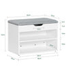 SoBuy FSR25-HG Banc à Chaussures 2 Étages avec Coussin Gris Rembourré pour Entrée Couloir – 60x30x44 cm, Blanc