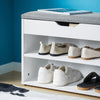 SoBuy FSR25-HG Banc à Chaussures 2 Étages avec Coussin Gris Rembourré pour Entrée Couloir – 60x30x44 cm, Blanc