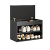 SoBuy FSR25-SCH Banc à Chaussures 3 en 1 avec Assise Rembourrée, Rangement Abattant et 2 Étagères – Noir, 60×30×43 cm