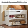 SoBuy FSR25-W Banc à Chaussures 2 Étages avec Coussin Rembourré pour Entrée Couloir – 60x30x44 cm, Blanc
