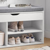 SoBuy FSR45-HG Banc à Chaussures avec Coussin Rembourré et Rangement pour Bottes, Meuble d'Entrée – 80x30x46 cm, Gris