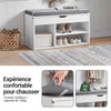 SoBuy FSR45-HG Banc à Chaussures avec Coussin Rembourré et Rangement pour Bottes, Meuble d'Entrée – 80x30x46 cm, Gris