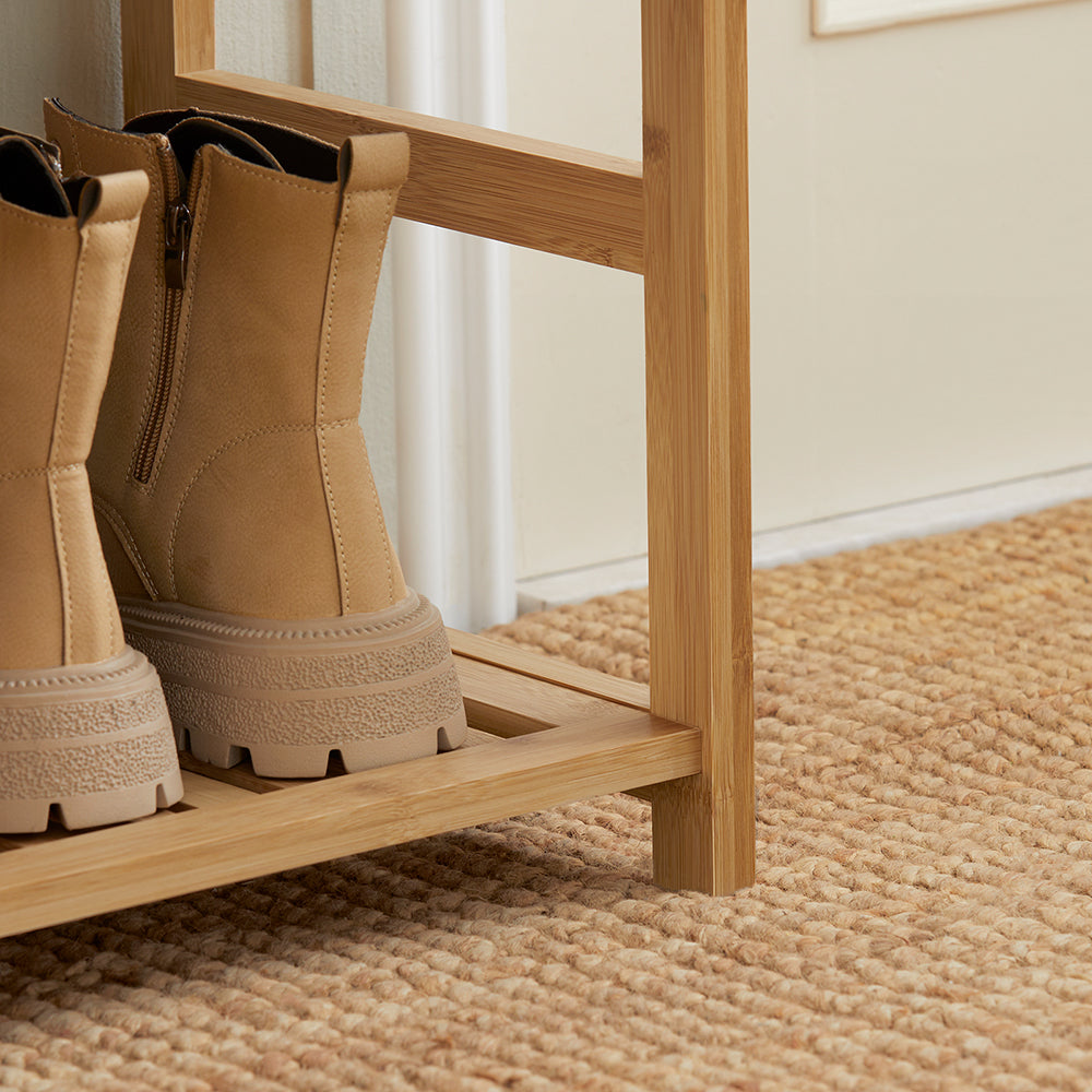 SoBuy FSR47-N Banc à Chaussures avec Étagère et Tiroirs Latéraux, Assise pour Entrée Couloir – 90x30x45 cm, Naturel