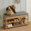 SoBuy FSR47-N Banc à Chaussures avec Étagère et Tiroirs Latéraux, Assise pour Entrée Couloir – 90x30x45 cm, Naturel