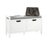 SoBuy FSR63-II-W Banc à Chaussures avec Coussin Rembourré et 2 Portes, Meuble d'Entrée – 91x30x50 cm, Blanc