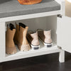 SoBuy FSR63-II-W Banc à Chaussures avec Coussin Rembourré et 2 Portes, Meuble d'Entrée – 91x30x50 cm, Blanc