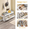 SoBuy FSR64-WG Meuble à Chaussures avec Banc d'Entrée, Coffre et Coussin – Slim 24 cm, Effet Bois Blanc