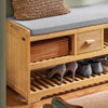SoBuy FSR75-N Banc à Chaussures avec Tiroir et Assise, Étagère de Rangement pour Entrée Couloir – 91x34x45 cm, Naturel