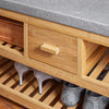 SoBuy FSR75-N Banc à Chaussures avec Tiroir et Assise, Étagère de Rangement pour Entrée Couloir – 91x34x45 cm, Naturel