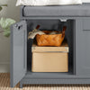 Prévente SoBuy FSR80-SG Banc à Chaussures avec Coussin Rembourré, 2 Portes et 1 Cube de Rangement pour Entrée – 90x35x45 cm, Gris Argenté