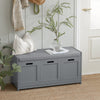Prévente SoBuy FSR80-SG Banc à Chaussures avec Coussin Rembourré, 2 Portes et 1 Cube de Rangement pour Entrée – 90x35x45 cm, Gris Argenté