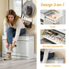 Banc à chaussures 3-en-1 blanc avec tiroir, garde-chaussures réglable et banc d'assise rembourré