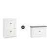 Prévente SoBuy Lot FSR82-L-W + FSR78-W – Ensemble Meubles à Chaussures Blanc, Banc avec Coussin + Meuble 2 Abattants 8 Paires
