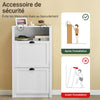SoBuy FSR87-K-W Armoire à Chaussures 2 Abattants et Compartiment Ouvert – 60×24×110 cm, 50 kg, MDF E1, Blanc