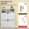 SoBuy FSR87-W Armoire à Chaussures 2 Abattants et Compartiment Ouvert pour Entrée Couloir – 80x24x110 cm, Blanc
