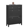 SoBuy FSR89-SCH Armoire à Chaussures 2 Abattants et Grand Tiroir, Rangement 12 Paires pour Entrée Couloir – 80x25x108 cm, Noi