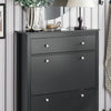 SoBuy FSR89-SCH Armoire à Chaussures 2 Abattants et Grand Tiroir, Rangement 12 Paires pour Entrée Couloir – 80x25x108 cm, Noir