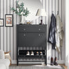 SoBuy FSR89-SCH Armoire à Chaussures 2 Abattants et Grand Tiroir, Rangement 12 Paires pour Entrée Couloir – 80x25x108 cm, Noir