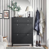 SoBuy FSR89-SCH Armoire à Chaussures 2 Abattants et Grand Tiroir, Rangement 12 Paires pour Entrée Couloir – 80x25x108 cm, Noir
