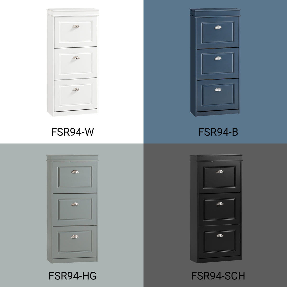 SoBuy FSR94-SCH – Armoire à Chaussures Slim 24 cm – 3 Abattants, 12 Paires – Noir Mat FSC®