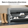 SoBuy FSR98-L-HG Banc à Chaussures avec Coussin Rembourré et 1 Abattant pour Entrée Couloir – 80x26x45 cm, Gris
