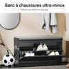 SoBuy FSR98-L-SCH Banc à Chaussures avec Coussin Rembourré et 1 Abattant pour Entrée Couloir – 80x26x45 cm, Noir