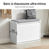 SoBuy FSR16-SCH Banc à Chaussures avec 1 Abattant et Coussin Rembourré, Coffre de Rangement pour Entrée – 60x30x48 cm, Blanc