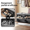 SoBuy FSR98-XL-SCH Banc à Chaussures avec Coussin et 2 Abattants – 100×26×46 cm, 158 kg, Noir