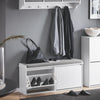 SoBuy FSR98-XL-W Banc à Chaussures avec Coussin Rembourré et 2 Abattants pour Entrée Couloir – 100x26x46 cm, Blanc