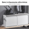 SoBuy FSR98-XL-W Banc à Chaussures avec Coussin Rembourré et 2 Abattants pour Entrée Couloir – 100x26x46 cm, Blanc