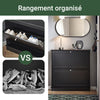 SoBuy FSR99-SCH Meuble à Chaussures Ultra-Slim 18cm, 2 Abattants, 8-10 Paires, Charge 30 kg – 76x18x78 cm, Noir
