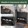 SoBuy FSR99-SCH Meuble à Chaussures Ultra-Slim 18cm, 2 Abattants, 8-10 Paires, Charge 30 kg – 76x18x78 cm, Noir