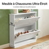 SoBuy FSR99-W Meuble à Chaussures Ultra-Slim 18 cm à 2 Abattants – 8 à 10 Paires – Blanc