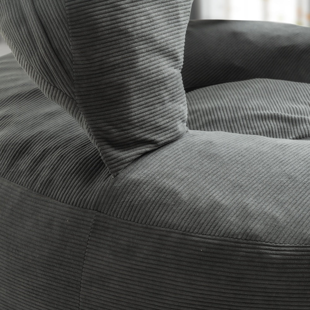 SoBuy FST100-DG Fauteuil de Salon en Velours Côtelé avec Repose-Pieds – Dossier Inclinable, Relax – 110×125×65 cm, Gris Foncé